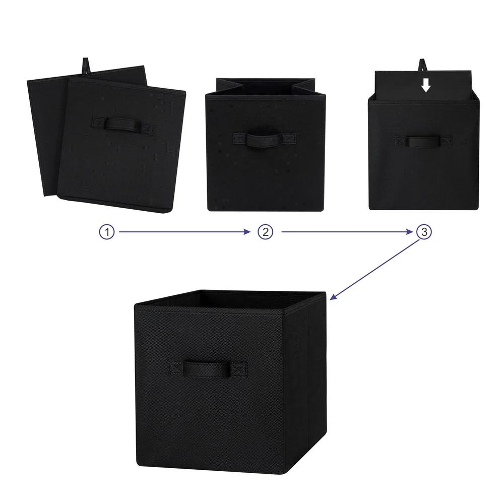 Collapsible Cube Storage Bins 6 Pack Fabric Organizer with Carry Handles Ideal Books Clothes Home Office Organization