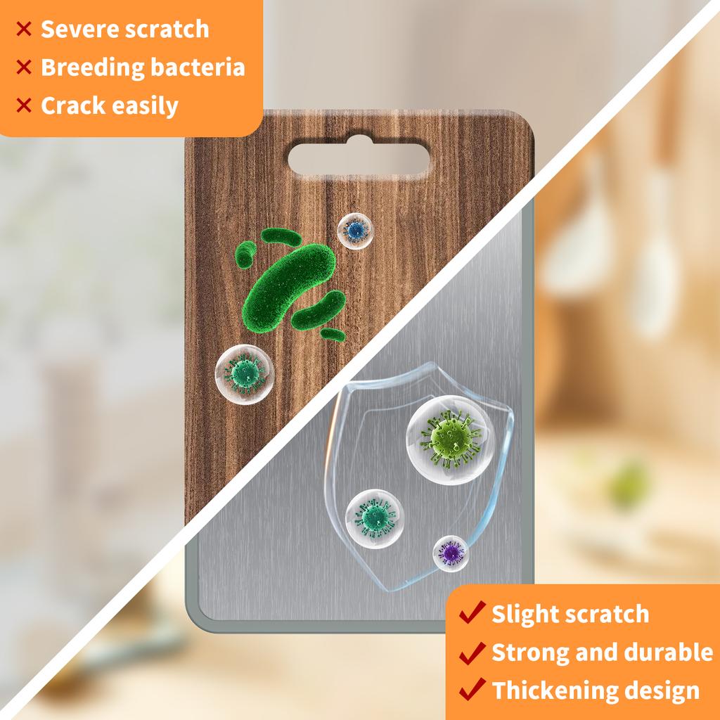 Cutting Board Double Sided Chopping Board Stainless Steel Cutting Board with Juice Groove Wheat Straw PP Chopping Board