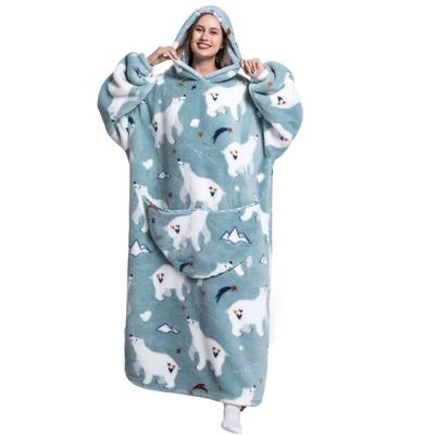 Manta usable para mujer, sudadera con capucha de franela suave, informal, de gran tamaño y con bolsillo