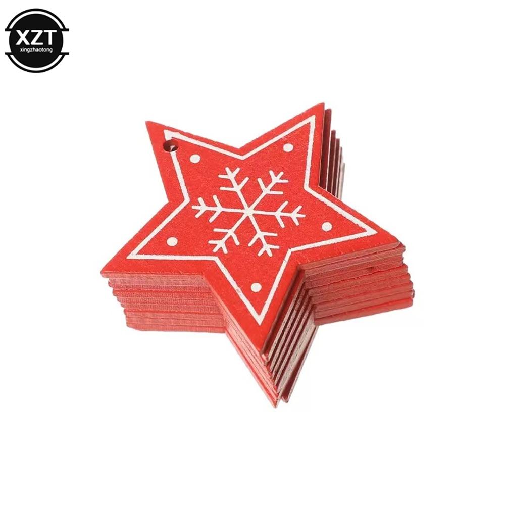 10PCs 5cm Wooden Christmas Ornaments Kids Toys For Chirstmas Tree Hanging Pendants Xmas DIY Decoration For Home Party New Year