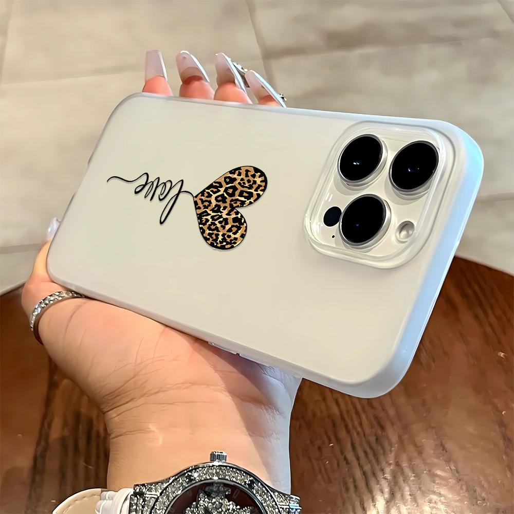 

Leopard Print Heart Icon Design Soft Phone Case For IPhone 17 16 15 14 13 12 11 Pro Max 7 8 Transparent Silicone Soft Cover Case iphone 11 Pro
