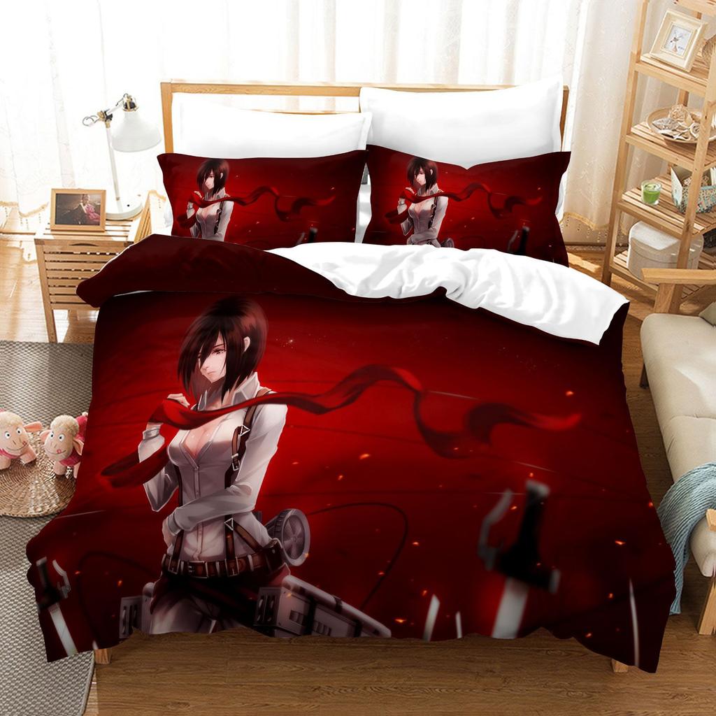 A-Attack O-On T-Titan Bedding Sets Anime 3D Printed Duvet Cover Pillowcase Soft Skin-Friendly Boys Adult King Size Home Textiles