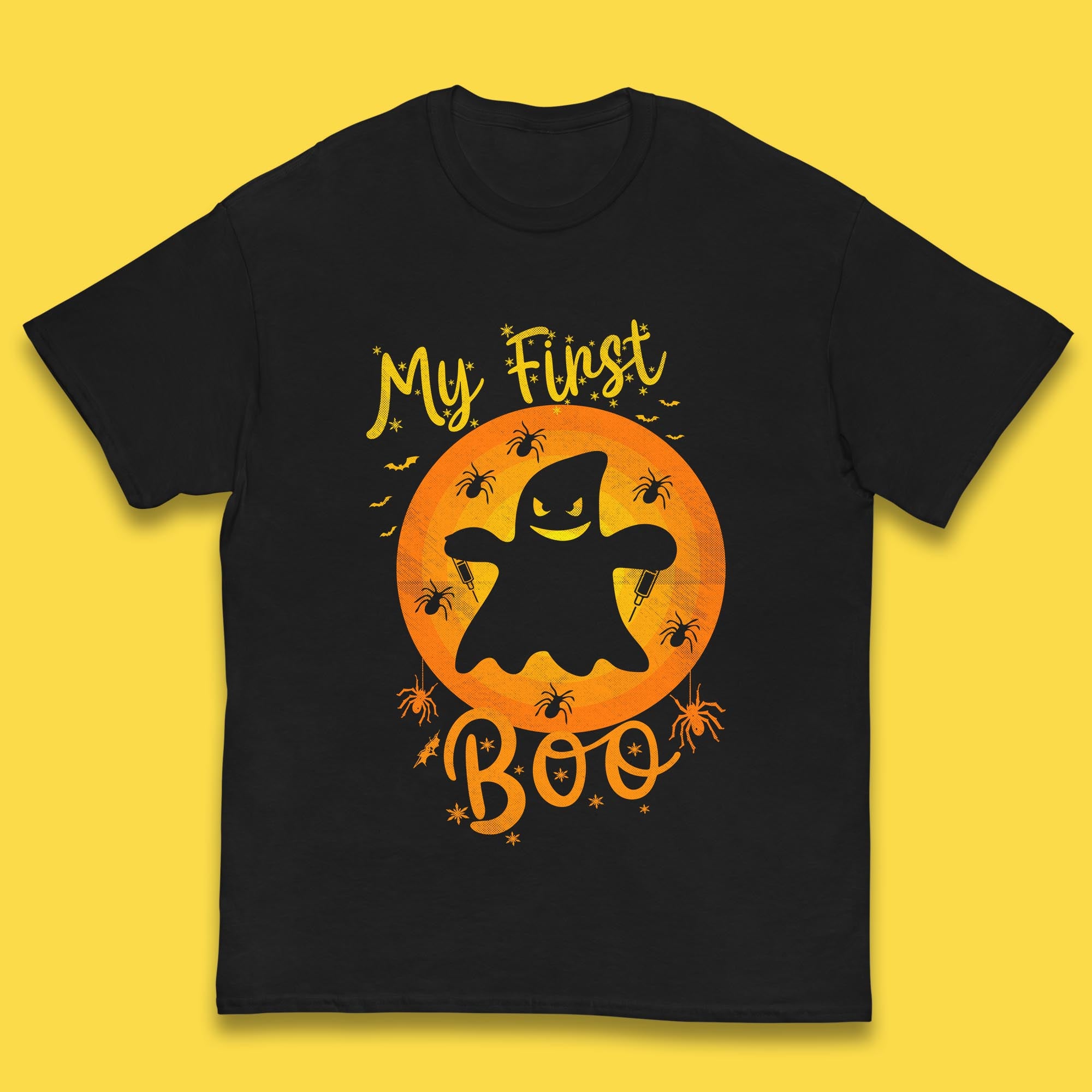 My First Boo Halloween Funny Boo Ghost Horror Scary Creepy Season Kids T Shirt 100
