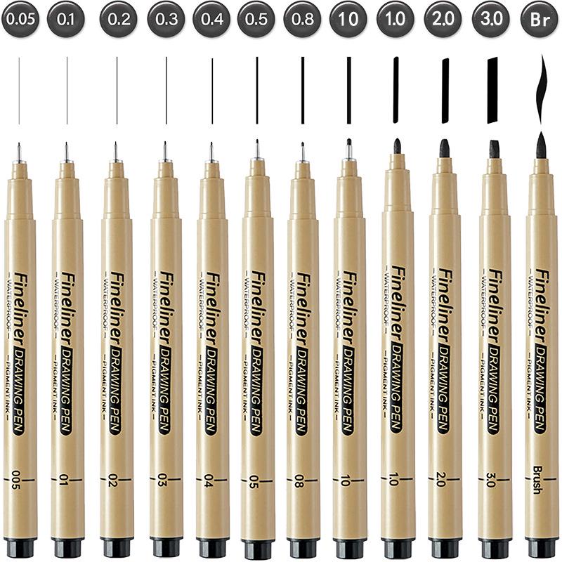 Black Fine-Liner Pen Set for Art, Hand-Painting, and Manga - Needle Tip for Detailed Line Work