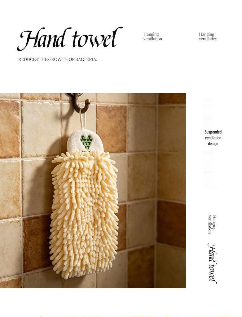 Chenille Quick-Dry Hanging Hand Towel - Cute & Absorbent for Kitchen, Bathroom, and Toilet
