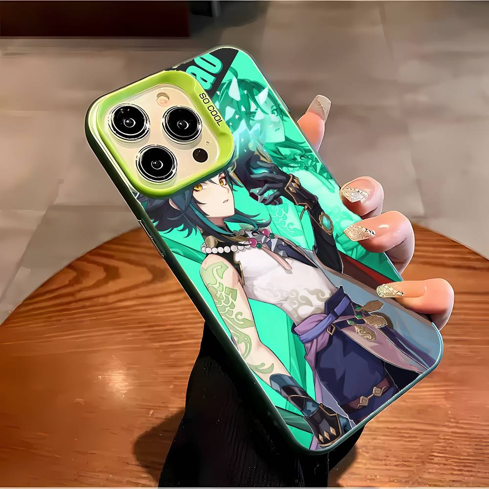 Xiao Genshin Impact Phone Case For IPhone 17 16 15 14 13 12 11 Plus Pro Max Multicolor Aurora Laser Shockproof Funda Cover