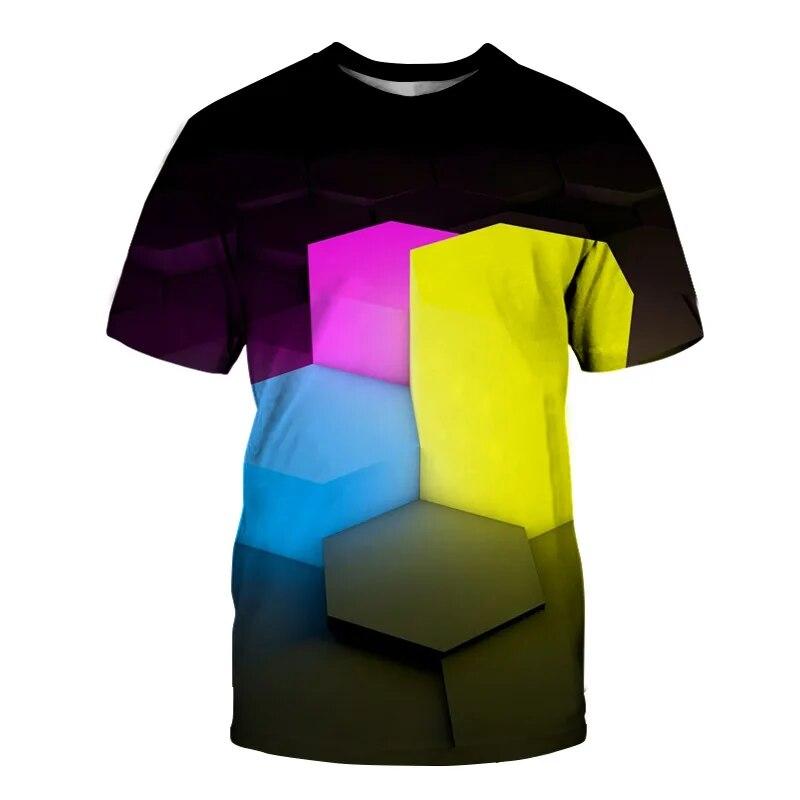 Fashion Hot Summer 3D Geometric Creativity Pattern T Shirt for Men and Women Casual Handsome Print Shirt Trend Harajuku Hip Hop Plus Size Tops