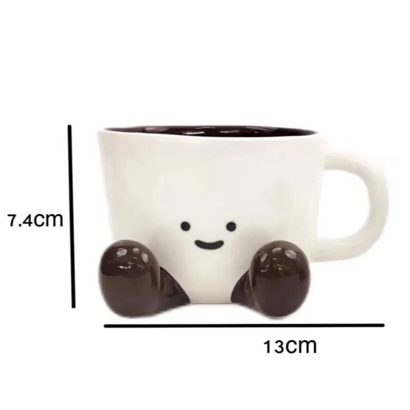 Cartoon Sitting Posture Coffee Mug Cute Style Ceramic Water Cup Girl Household Breakfast Oat Milk Mug Office Desktop Decoration