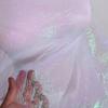 100 x 140 cm Regenbogen-Lasergarnstoff, geknitterter Illusions-Organzastoff mit farblicher Textur, Designer-Organza mit hoher Dichte und irisierendem Schimmer