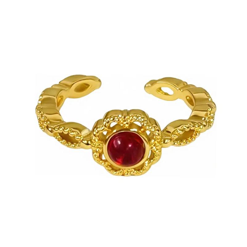Medieval Vintage Fashion Retro Geometric Zircon Personality Opening Ring Female Cold Wind Niche Design Ring
