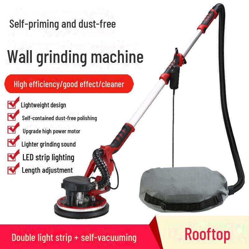 Customizable 225mm Self-Vacuuming Wall Putty Sandpaper Grinder with Light and Long Pole
