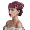 Cappello Pillbox da Donna Fiori Berretti Vintage Britannici in Feltro Cappellino per Chiesa Festa del Tè Accessorio