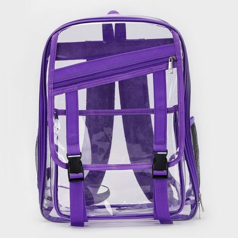 

New Sewing Thread Zipper Solid Color PVC Transparent Backpacks 2026 Hot Sale Simple Large Capacity Portable Casual School Bags