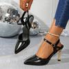 Fashion Hot Selling 2025 New High Quality Women's Shoes Closed Toe Sandals Thin Heels Buckle Straps Dress Pointed Toe Shoes for Sandals