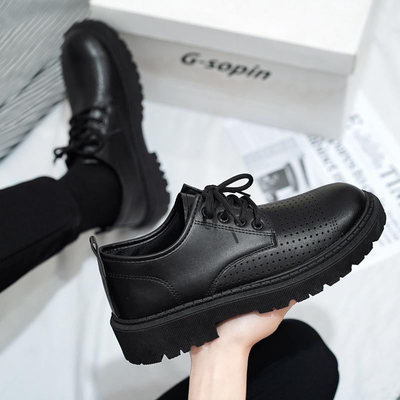 New 2026 Men's Leather Surface Low-Top Casual Shoes Breathable Wedding Shoes Round Toe Comfortable Work Shoes Lace-Up Loafers
