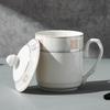 Youlaifu Ceramic Tea Cups with Lids Set of 6 Office Meeting Business Water Cups