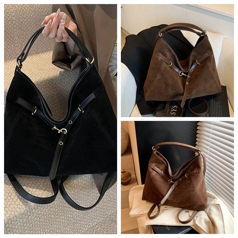 Solid Color Hobo Bag Fashion Tote Bag Trendy Ladies Crossbody Bag  Autumn and Winter