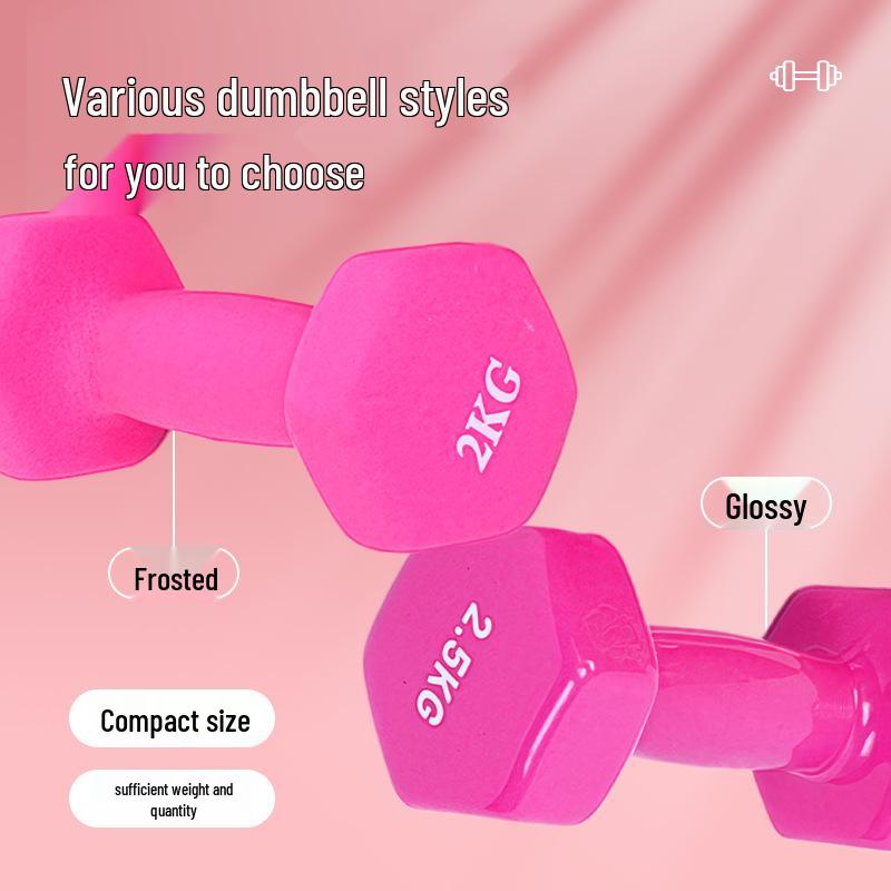 Hexagonal Rubber-Coated Dumbbell for Women's Home Fitness - Frosted Cast Iron Handbell Equipment