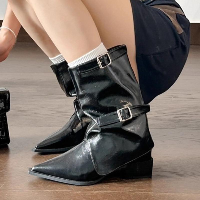 

Модный дизайнер Новые 2025 Женские ботильоны Остроносые туфли на каблуке 2025 Элегантные зимние модные ботинки Челси Сексуальные брендовые женские туфли 40 чёрный