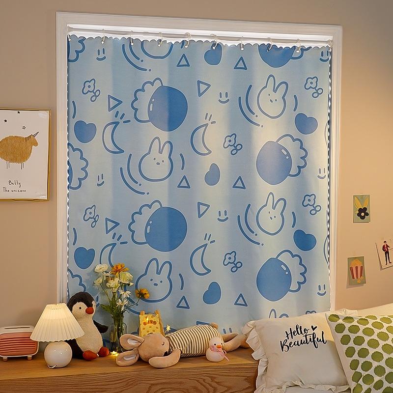 Ins Velcro Curtain Korean Wind  Cartoon Net Red  Light Shielding Foreign Trade