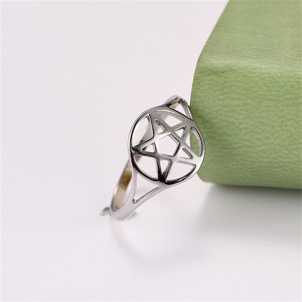  Minimalism Pentagram Rings for Women Stainless Steel Judaism Star of David Ring Amulet Jewelry Anniversary Gift