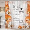 Rustic Farmhouse Orange Shower Curtain - Bible Verse Inspirational Country Farm Yellow Fall Daisy Flowers Butterfly Abstract