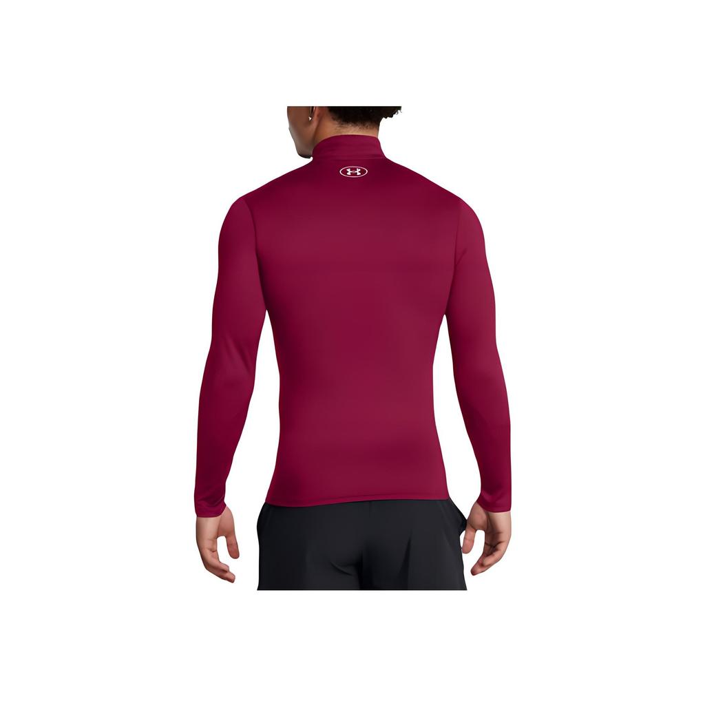 Under Armour Coldgear Half High Neck Slim Fit Quick Dry Solid Color Long Sleeve T-Shirt Men Tops Red 1386942-625