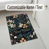 Floral Artwork Theme Soft Crystal Velvet Rug Custom Name & Text Print Non Slip Floor Rug for Bedroom Living Room