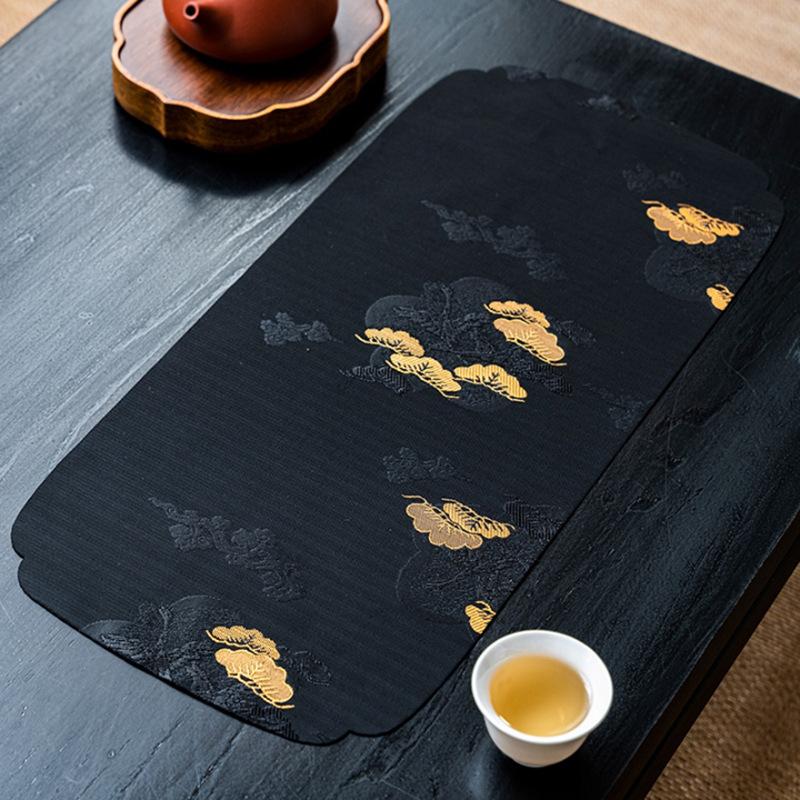 Chinese Tea Mat Cloud Pine Brocade Tea Table Cloth Cotton Linen Tea Ceremony Accessories