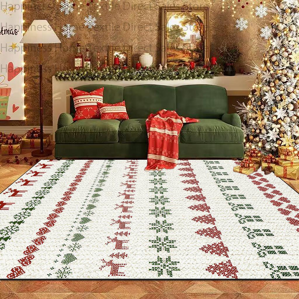 Modern Christmas Xmas Tree Print Living Room Decoration Carpet Non-slip Washable Bedside Mat Soft Easy Clean Restaurant Carpets