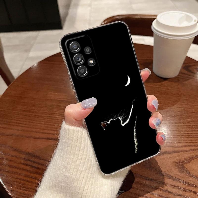 Funny Cute Cat Line Art Clear Phone Case For Samsung Galaxy A56 A57 A37 A55 A54 A36 A35 A26 A25 A17 A07 A52 A34 A73 A21s Cover