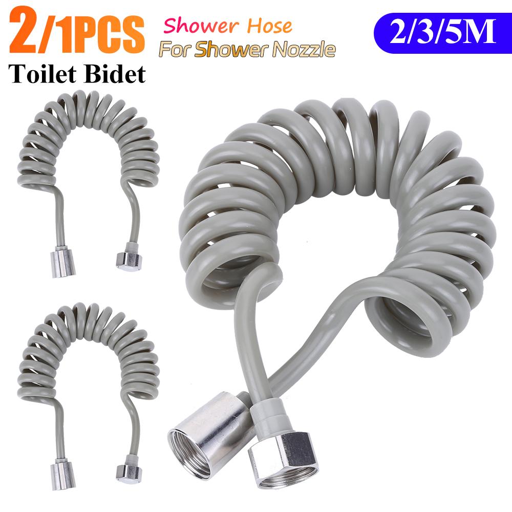 2/3/5M Flexible Shower Hose Spring Extension Hand Sprayer Pipe Connector Spring Tube Bathroom Toilet Bidet Accessories