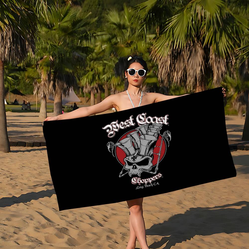 Logo W-West Coast C-Choppers Bath Towel Microfiber Soft Water Absorbing Breathable For Girl Kids Decorative Cartoon Beach Towel