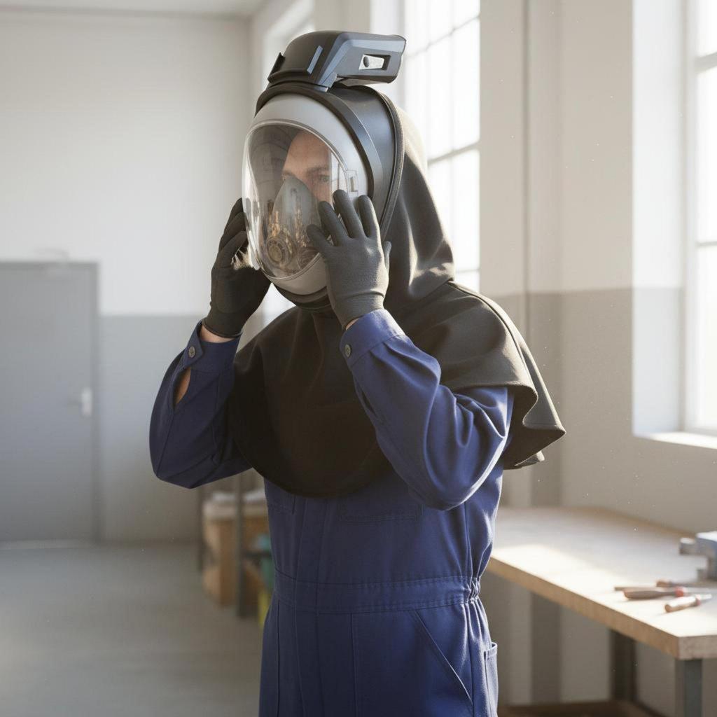 Electric Air Supply Dust Hood Adjustable Wind Speed Full Face Breathing Apparatus