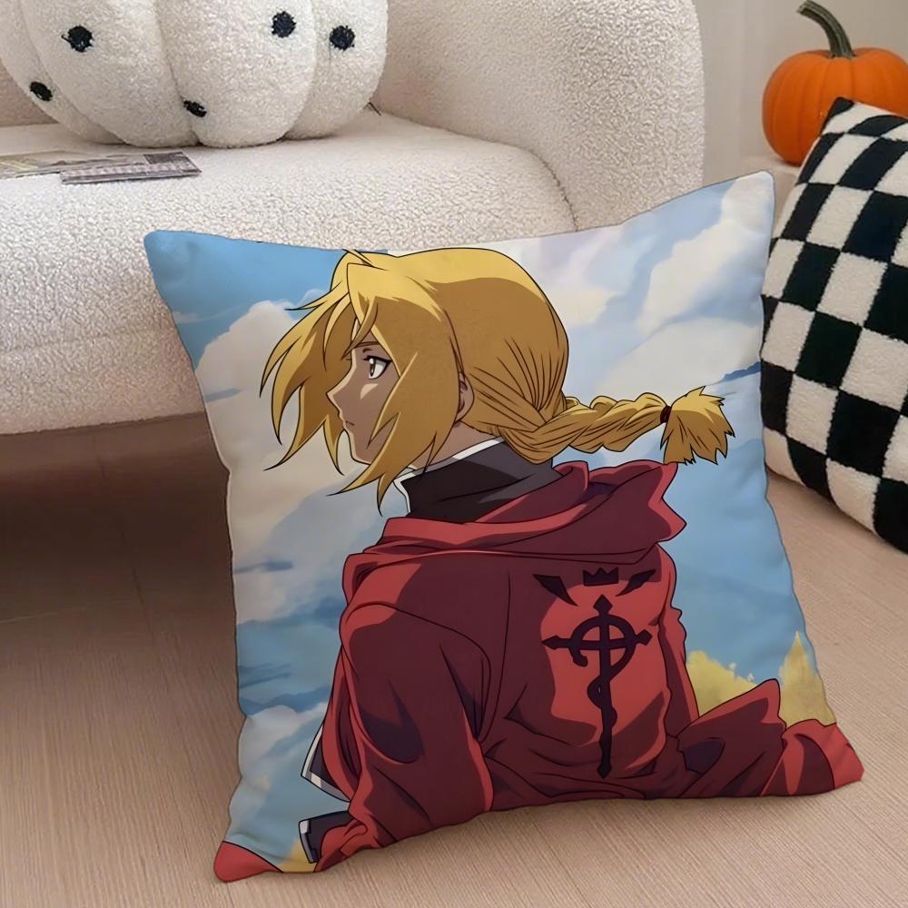 

FFullmetal Alchemist Brotherhoo Cushion Cover Linen Pillow Case Soft Breathable Protective Couch Room Decoration 30x30cm