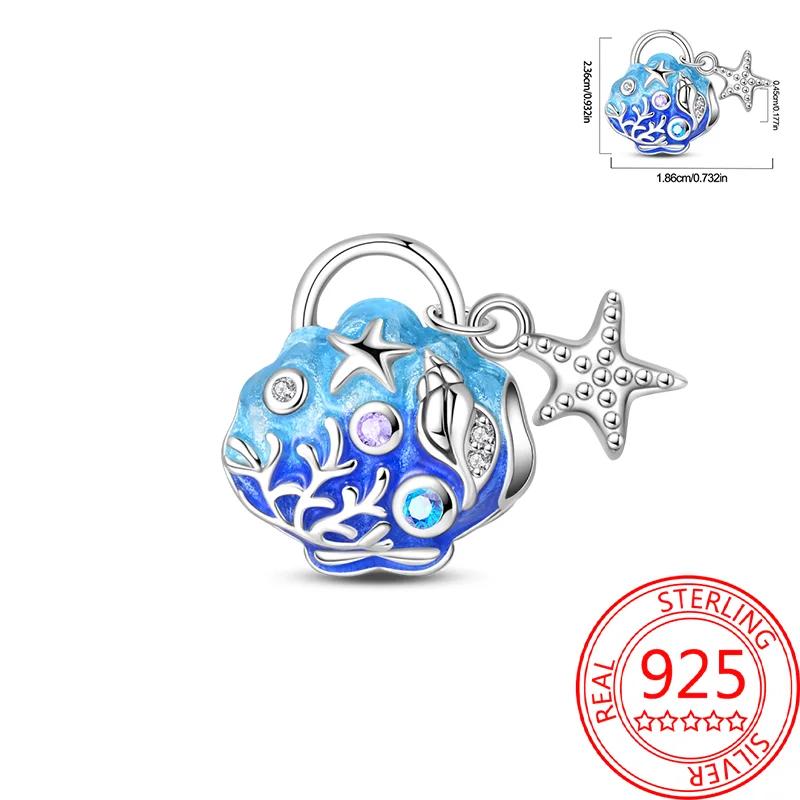 Copper Mr. Pirate & Treasure & Gold Coin & Turtle Beach Fruit Shell Blue Beads Fit Original Bracelet Diy Fine Jewelry Gift