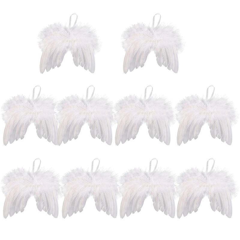 1/10pcs White Angel Wings Christmas Ornaments Angel Feather Wings Hanging Decor For Christmas Tree Xmas Crafts DIY Decorations