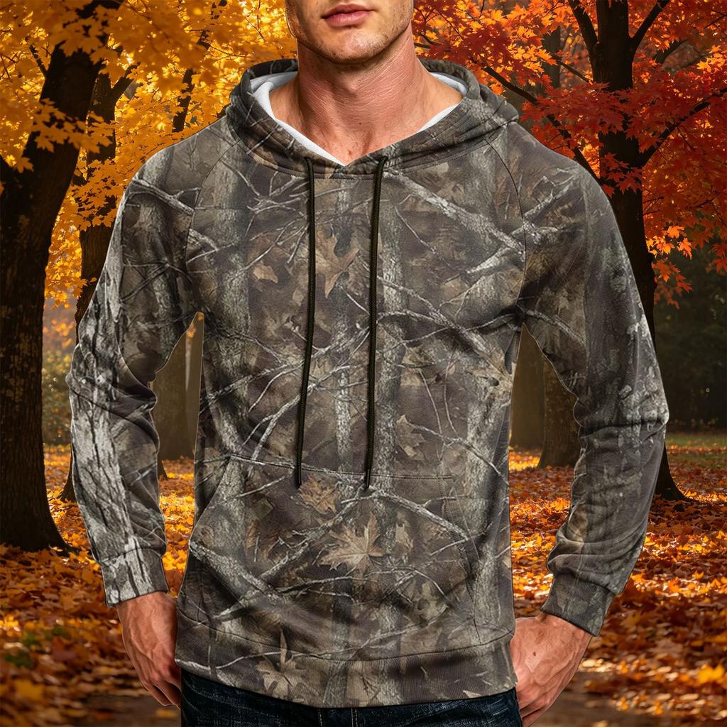Men's Printed Loose Fit Hoodie with Pocket and Drawstring Casual Sweatshirt