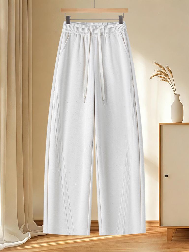 Spring 2026 Red Rhinestone Wide-Leg High-Waist Sweatpants for Women