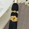 Double Diamond Open Ring Light Luxury Niche Premium Feather Butterfly Flower Beads Stacked Wearing Ring