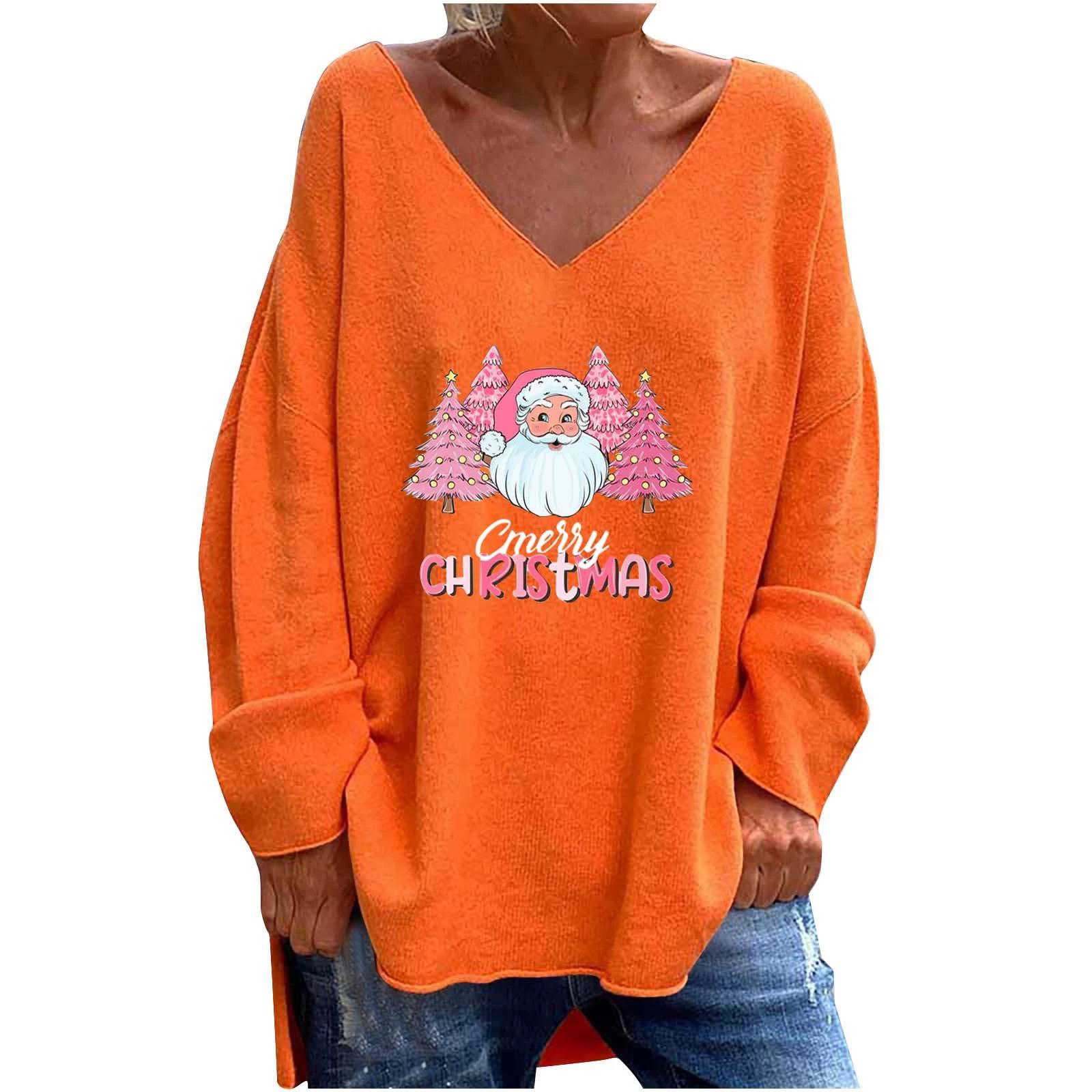 

GMXIA Осень-зима женская однотонная свободная повседневная удобная футболка с v-образным вырезом и длинным рукавом S