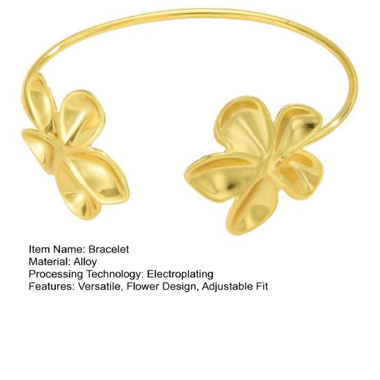 Women Flower Cuff Bracelet Adjustable Bracelet Bangle Elegant Floral Bracelet Anniversary Birthday Jewelry Gift for Her Wife
