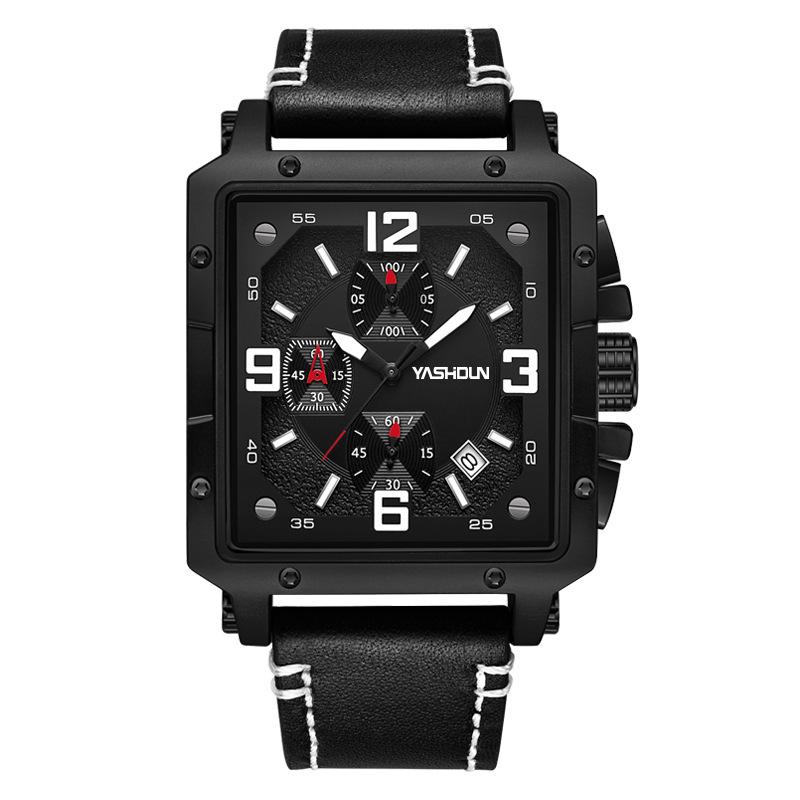 Multifunktionale Herrenuhr Großes Zifferblatt Sport Chronograph Uhr Wasserdicht Kalender Quarz Uhr