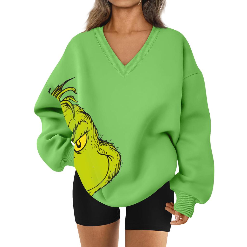 Women's Loose And Comfortable Letter V-neck Sportswear Long-sleeved Sweatshirt Daily Matching Clothes