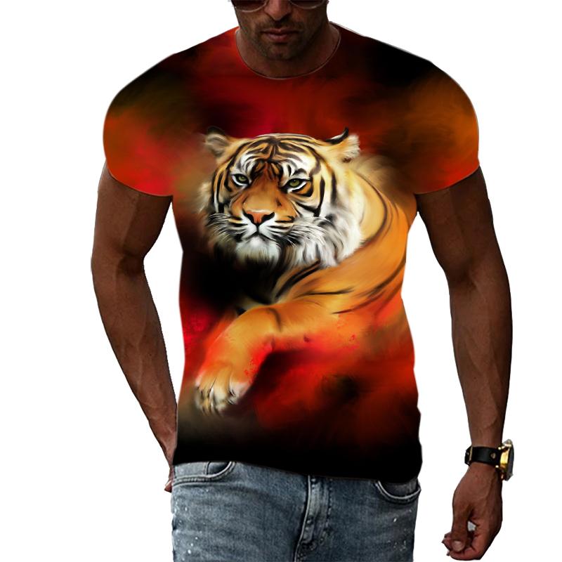 New Fashion 3D Printing Animal Tiger Graphic T Shirts Summer Casual Trend Hip Hop Harajuku Style T-shirt Trendyol Men's Store