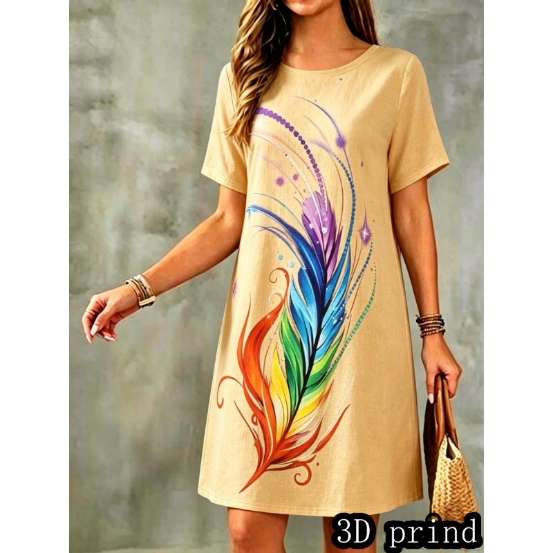 Cute Cartoon Short-Sleeved Nightdress For Girls Women  Summer Autumn Cool Comfortable Home Wear Pajama Dress