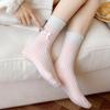 Women Winter Crew Socks Ribbed Warm Stretchy Socks with Bow Breathable Thickened Casual Socks for Home Sleep Daily Errands