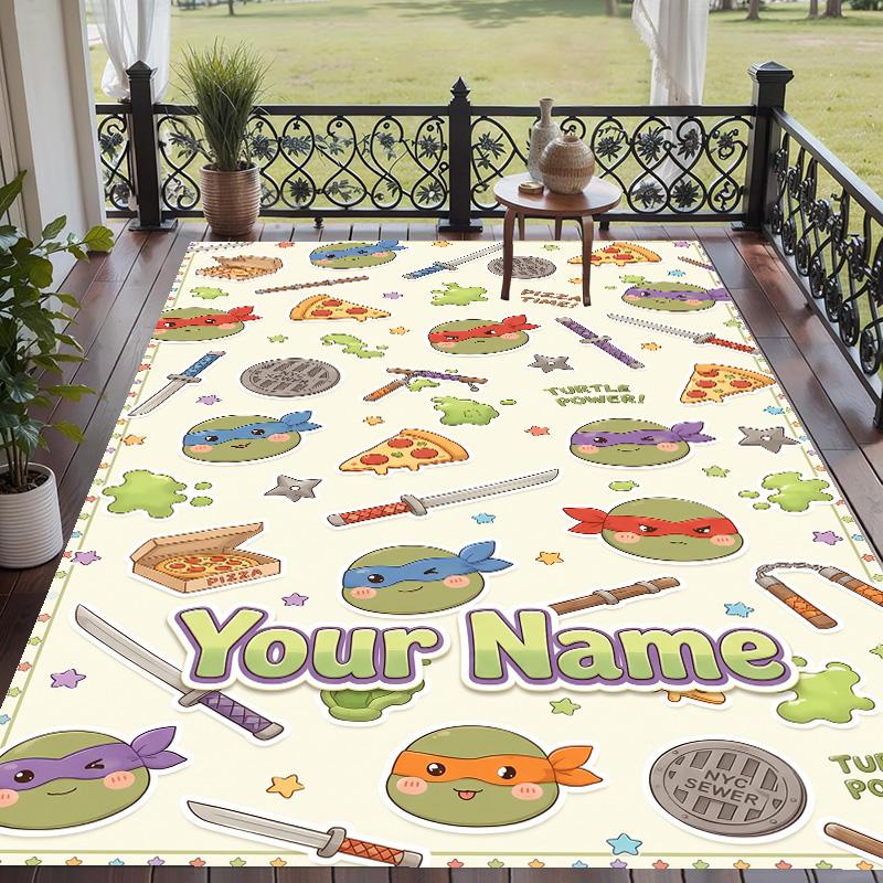 Custom Text Teenage Mutant Ninja Turtles Pattern Floor Rug Soft Indoor Carpet Mat Living Room Bedroom