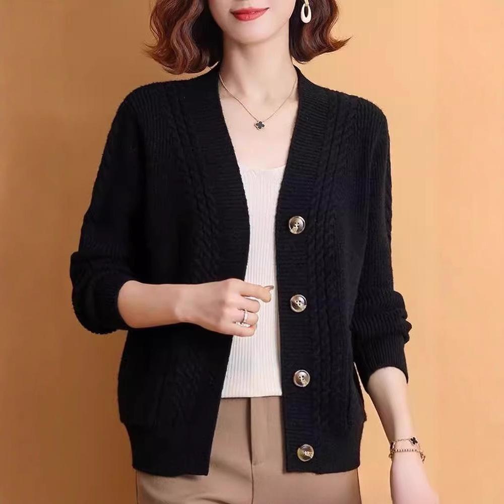Pullover Strickjacke Damen Kurz Herbst und Winter Oberbekleidung Mode Gestrickte Kleine Jacke Lockeres und Dünnes Oberteil