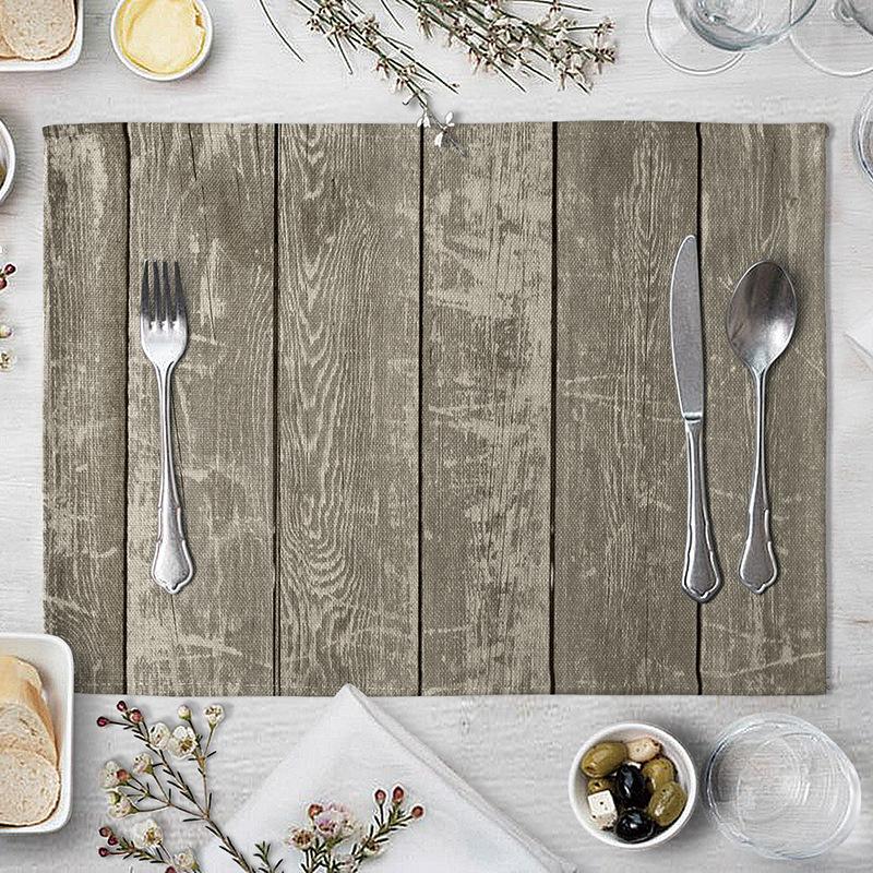 Plate Mat Place Mats Imitation Wood Grain Placemat Linen Pad 40*30cm For Dining Table Mat Non Slip Placemats Bowl Coaster